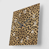 Carrée horloge sauvage de chat d'impression de peau de (Angle)
