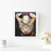 Carrée horloge souriante bouddha (Maison)