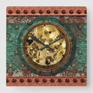 Carrée Horloge Steampunk 1B