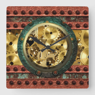 Carrée Horloge Steampunk 4B