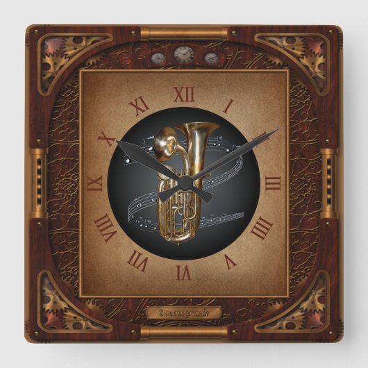 Carrée Horloge Steampunk~Doublophone~Double Bell Euphoniu (Recto)