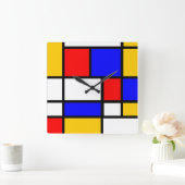 Carrée Horloge style Mondrian (Maison)