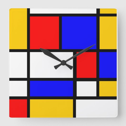 Carrée Horloge style Mondrian (Recto)