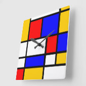Carrée Horloge style Mondrian (Angle)