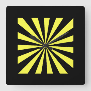 Carrée Horloge Stylisée Starburst. Style Art Déco.