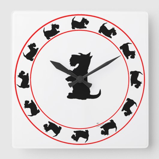 Carrée Horloge Terrier Écossais (Recto)