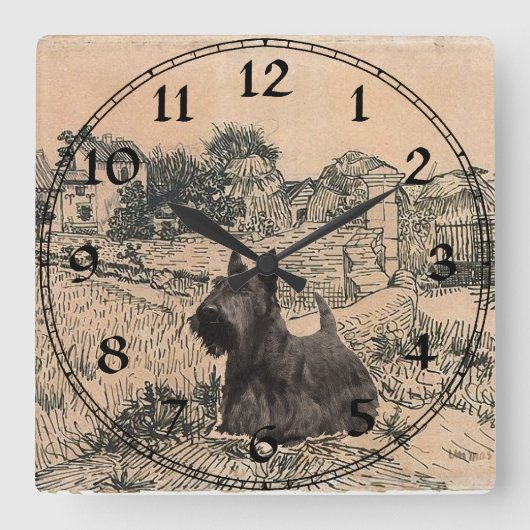 Carrée Horloge Terrier Écossais (Recto)