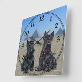 Carrée Horloge Terrier Écossais (Angle)