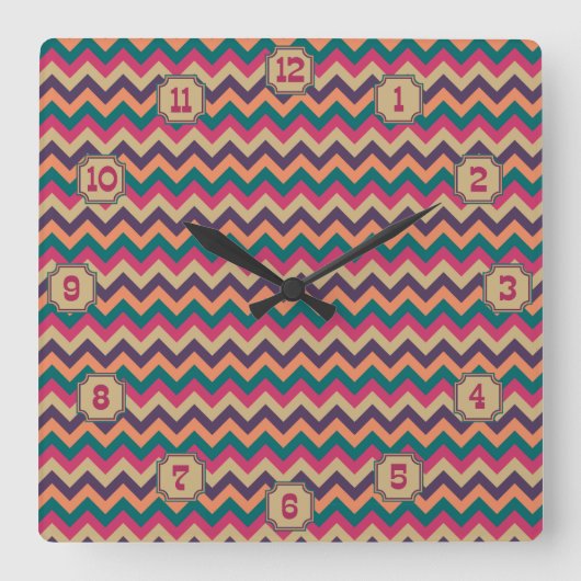 Carrée Horloge Tropicale Zigzag (Recto)