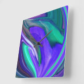 Carrée Horloge Turquoise Abstraite (Angle)
