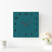 Carrée Horloge Turquoise foncée numérique modifiable (Maison)