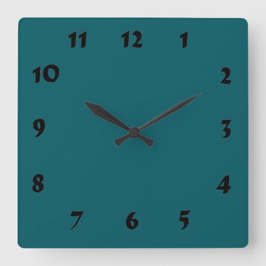 Carrée Horloge Turquoise foncée numérique modifiable (Recto)