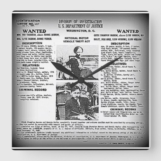 Carrée Horloge unique mignonne et de Clyde /wall (Recto)