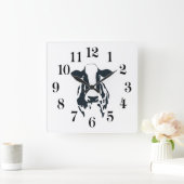 Carrée Horloge vache noir et blanc (Maison)