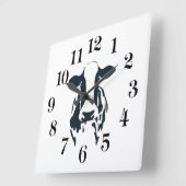 Carrée Horloge vache noir et blanc (Angle)