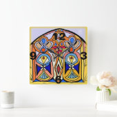 Carrée Horloge - Verre coloré inspiré. (Maison)