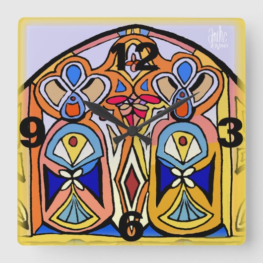 Carrée Horloge - Verre coloré inspiré. (Recto)