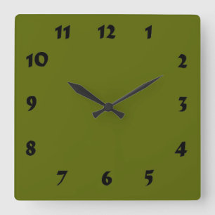 Carrée Horloge vert olive changeable