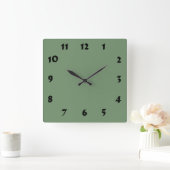 Carrée Horloge verte à échelle numérique modifiable (Maison)