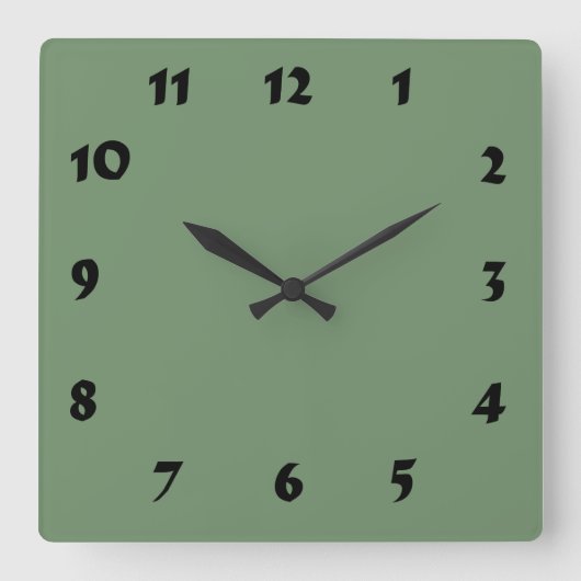 Carrée Horloge verte à échelle numérique modifiable (Recto)