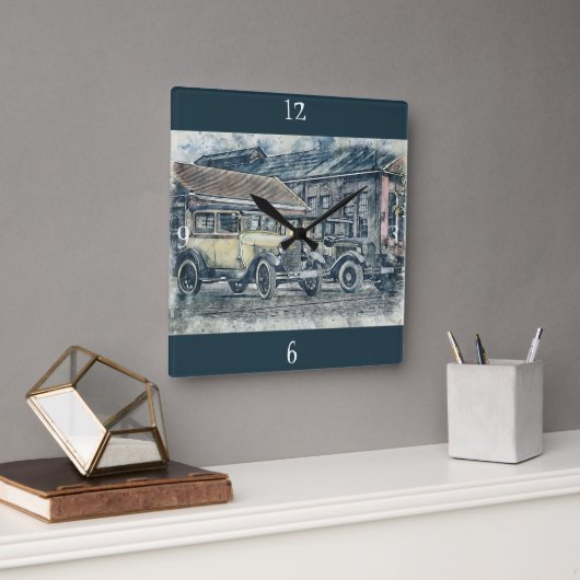 Carrée Horloge vintage classique (Bureau)