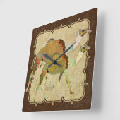 Carrée Horloge vintage des chameaux de rêve (Angle)