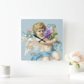 Carrée Horloge vintage Numéros romains Cherub Blue (Maison)