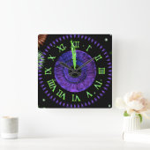 Carrée Horloge Violet de Minuit (Maison)
