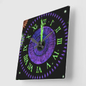 Carrée Horloge Violet de Minuit (Angle)