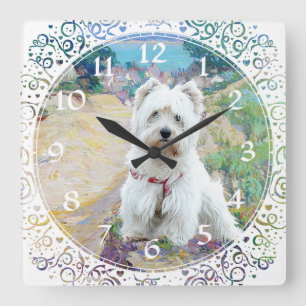 Carrée Horloge West Highland White Terrier