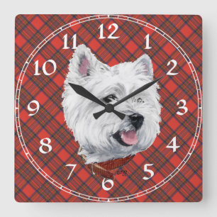 Carrée Horloge West Highland White Terrier