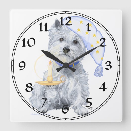 Carrée Horloge West Highland White Terrier (Recto)