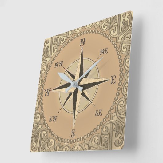 Carrée Horloge Windrose (Angle)