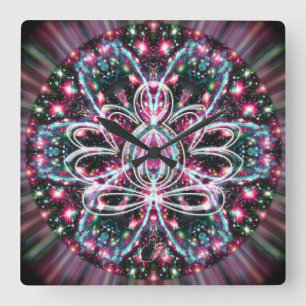 Carrée Horloge Zen Lotus Phosphorescent