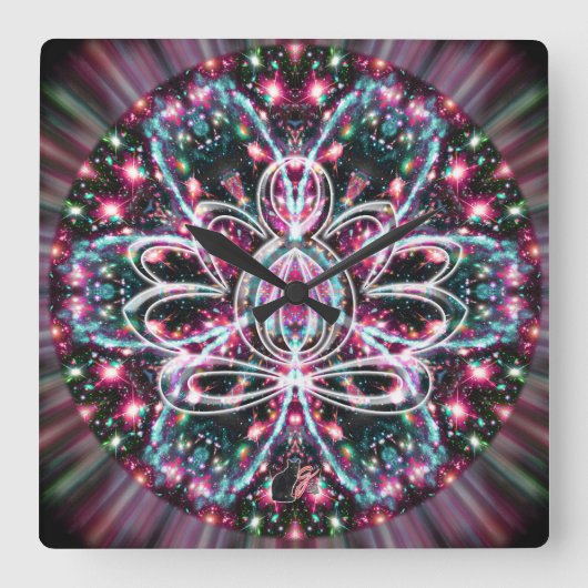 Carrée Horloge Zen Lotus Phosphorescent (Recto)