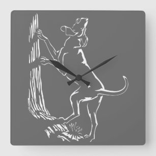 Carrée Hound Chien Horloge Chasse Chien Art Mur Horloge