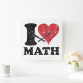 Carrée I Love (Coeur) Math Horloge (Maison)