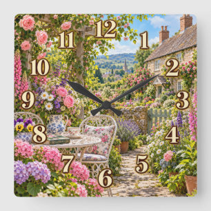 Carrée Jardin de campagne cottage anglais horloge