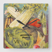 Carrée Jardin végétal vintage Grande horloge (Recto)