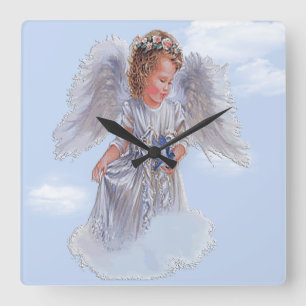 Carrée Je crois en Angels Carré Wall Horloge