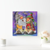 Carrée Joyeux Gnomes Drôle horloge de Noël (Maison)