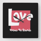 Carrée L'Amour Ne Connaît Aucune Limite Horloge Mur Acryl (Recto)