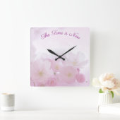 Carrée L'Heure Est Maintenant Cité Horloge Fleur Mur (Maison)