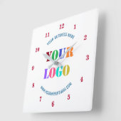 Carrée Logo de l'entreprise personnalisée Texte Horloge m (Angle)