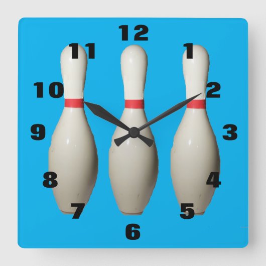 Carrée Love Bowling Pins Acrylique Mur Horloge (Recto)