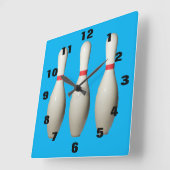 Carrée Love Bowling Pins Acrylique Mur Horloge (Angle)