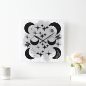 Carrée LUNE & ÉTOILES Mur Acrylique Horloge (Maison)