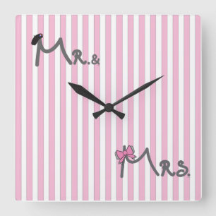 Carrée M. et Mme Bride/Groom Wall Horloge