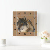 Carrée Magnifique Horloge De Loup Basse Poly (Maison)