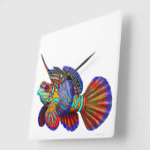 Carrée Mandarin Dragonet Goby Poisson Mur Horloge (Angle)